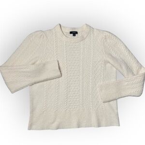 J. Crew Stretch Wool Cable Knit Crewneck Sweater size Large